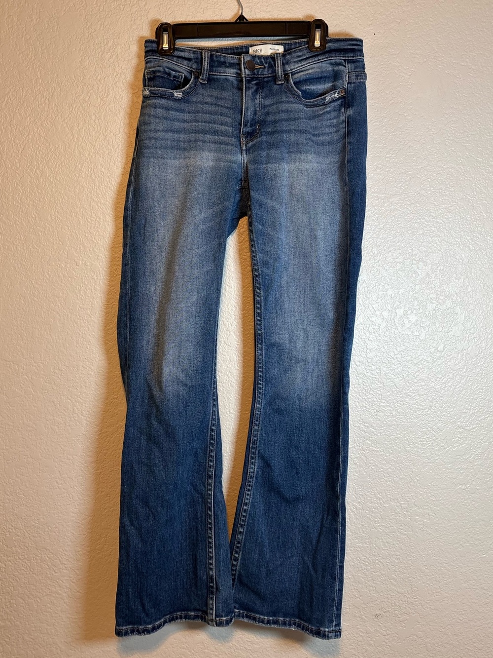 BKE Payton Mid Rise Boot Cut Universal Fit Jeans Medium Dark Wash